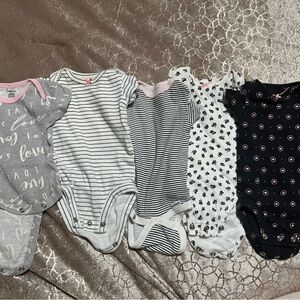 Gerber Baby Bodysuits - Gray, White, Black